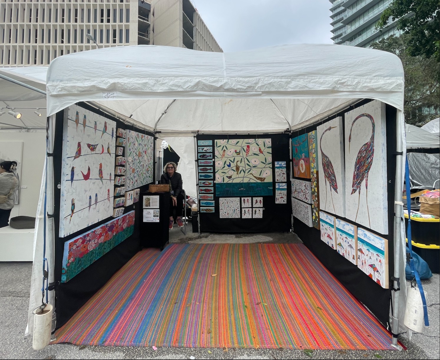 Showcasing 2D Mixed Media polymer clay and acrylic clay canvases, Groovers paintings were a hit at the Coconut Grove Art Festival.